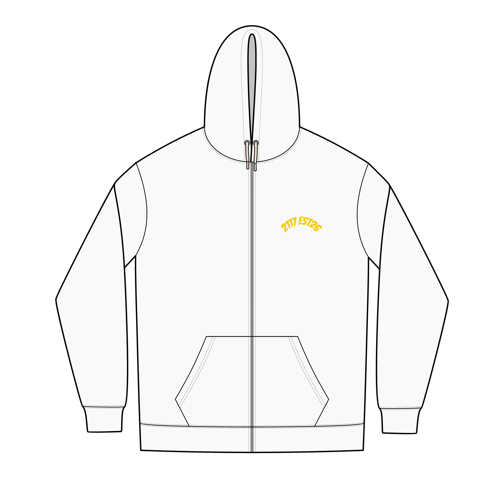 Men's Full-Zip Hoodie — Minimal Yellow Chest Script