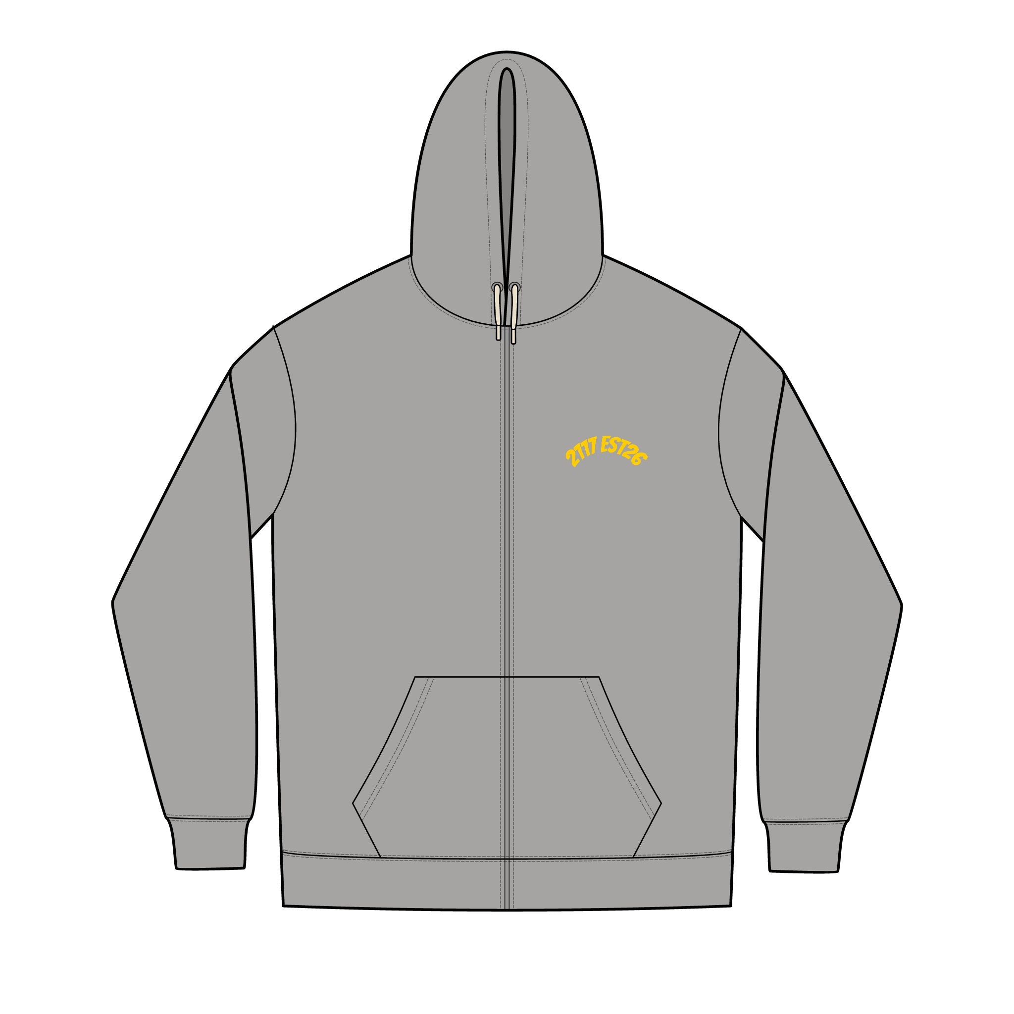 Men's Full-Zip Hoodie — Minimal Yellow Chest Script