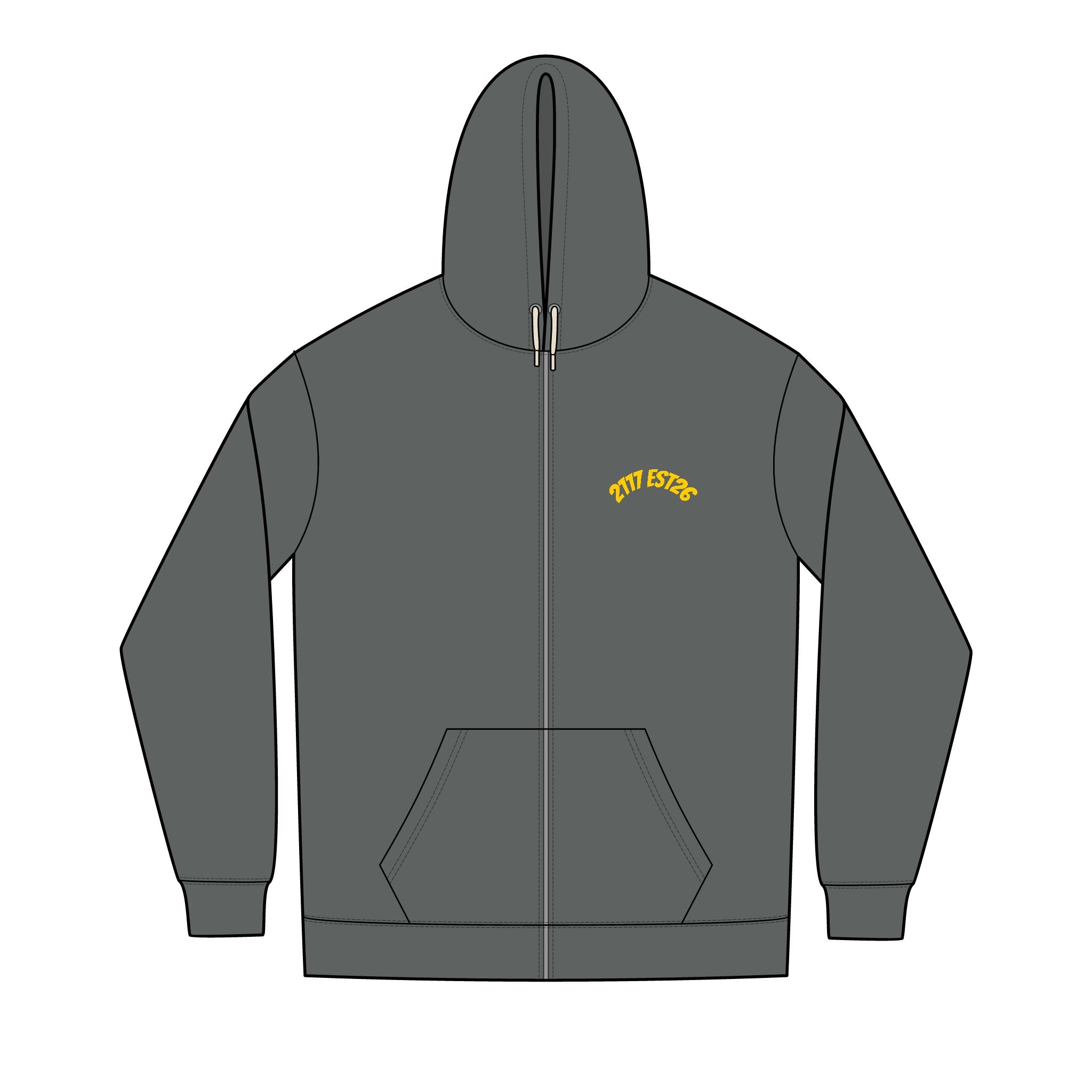 Men's Full-Zip Hoodie — Minimal Yellow Chest Script