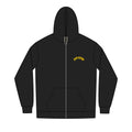 Men's Full-Zip Hoodie — Minimal Yellow Chest Script