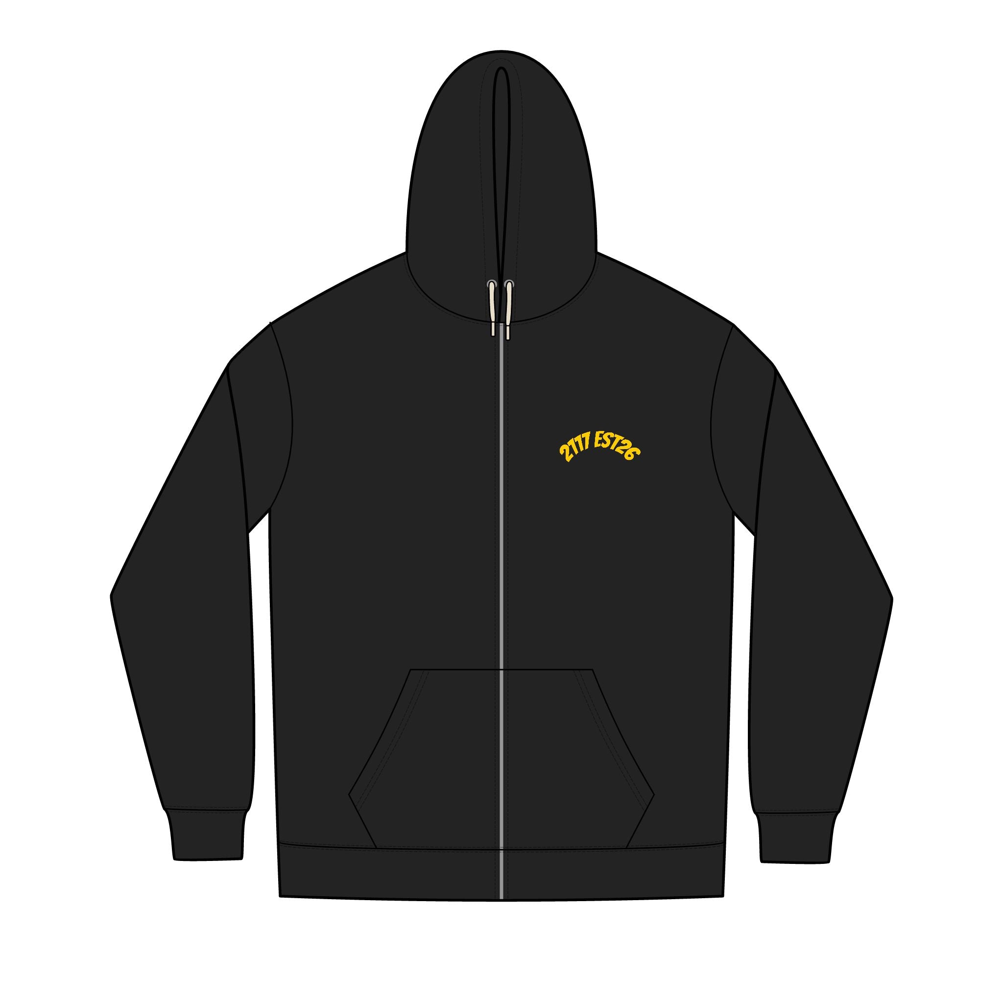 Men's Full-Zip Hoodie — Minimal Yellow Chest Script